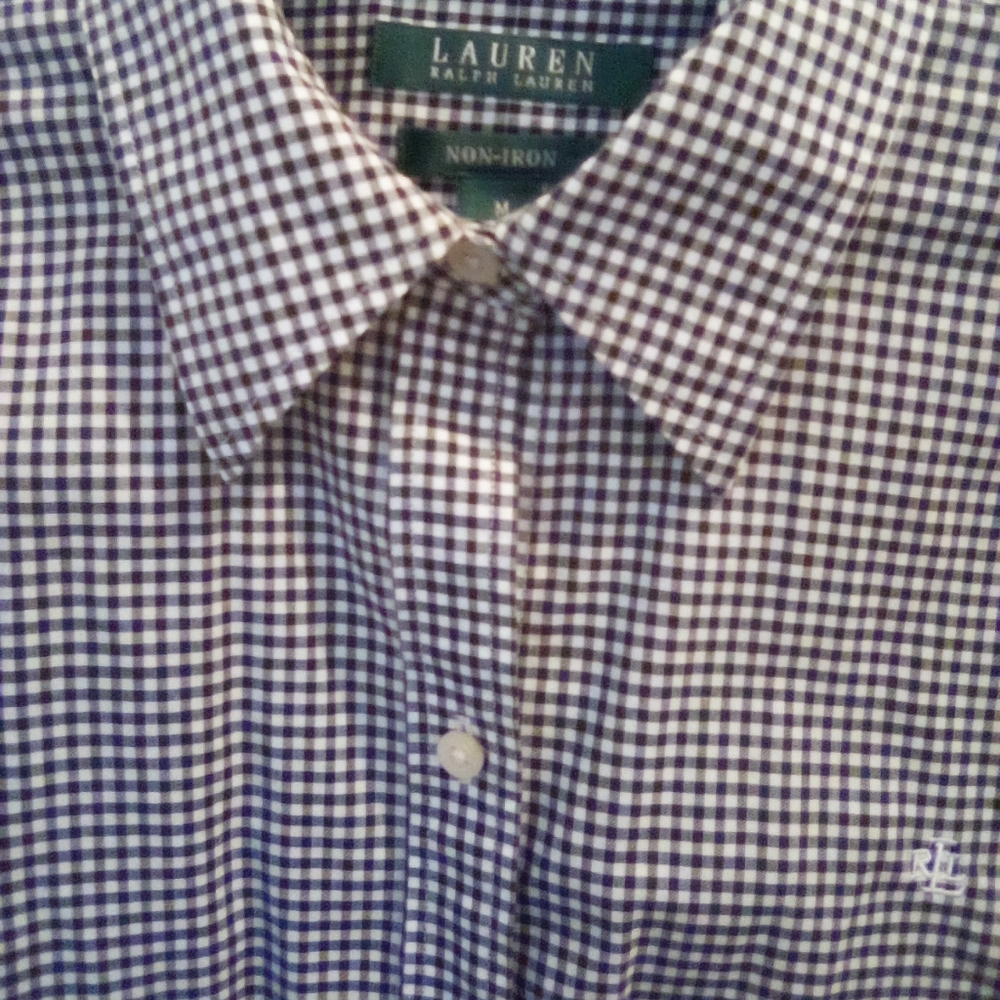Lauren Ralph Lauren Navy and White Gingham Button-Down Shirt